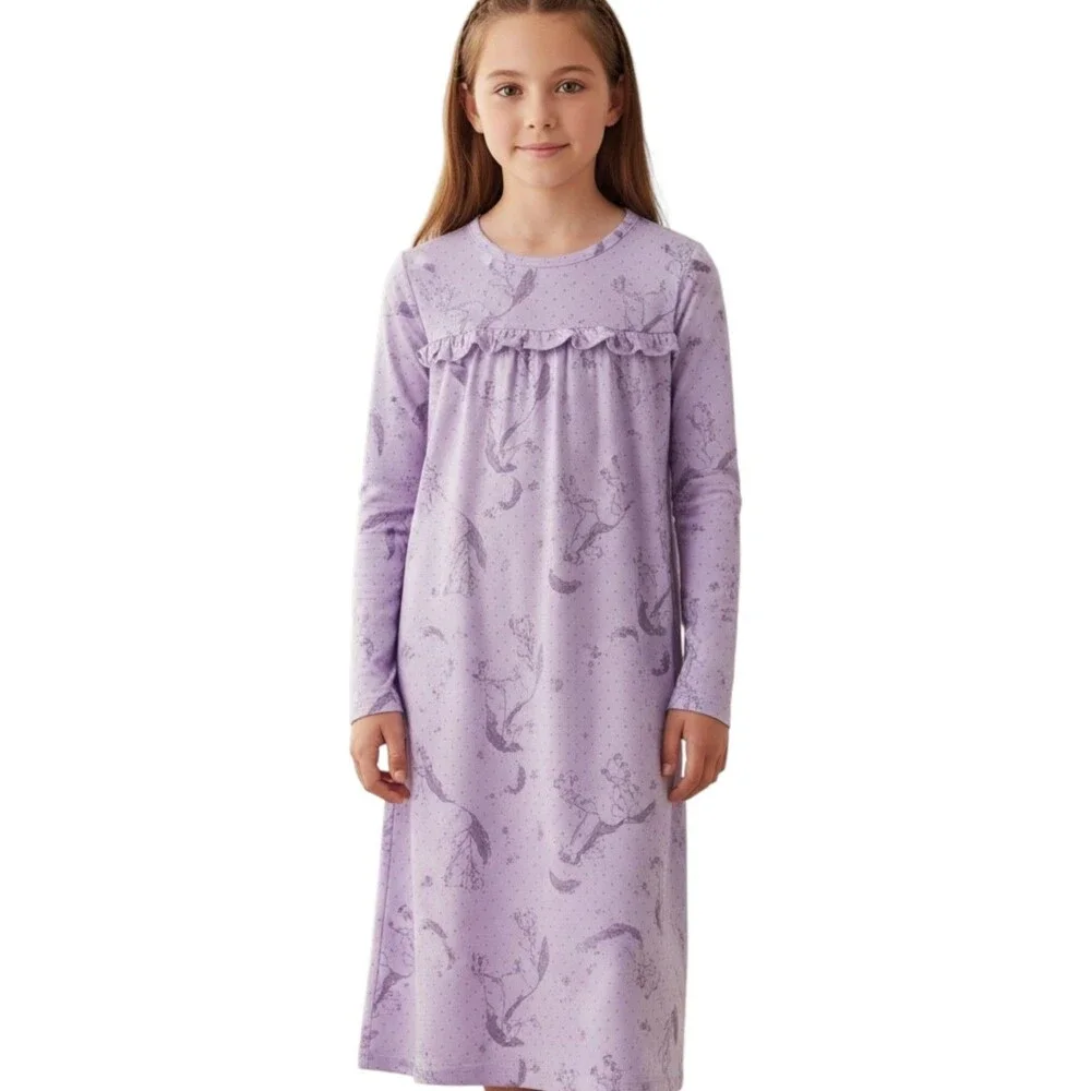Carter's Girls 12-14 Purple Unicorn Fleece Long Sleeve Nightgown Pajamas